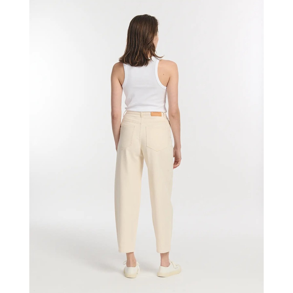 Jeans ballon taille haute cheville ecru, LABDIP