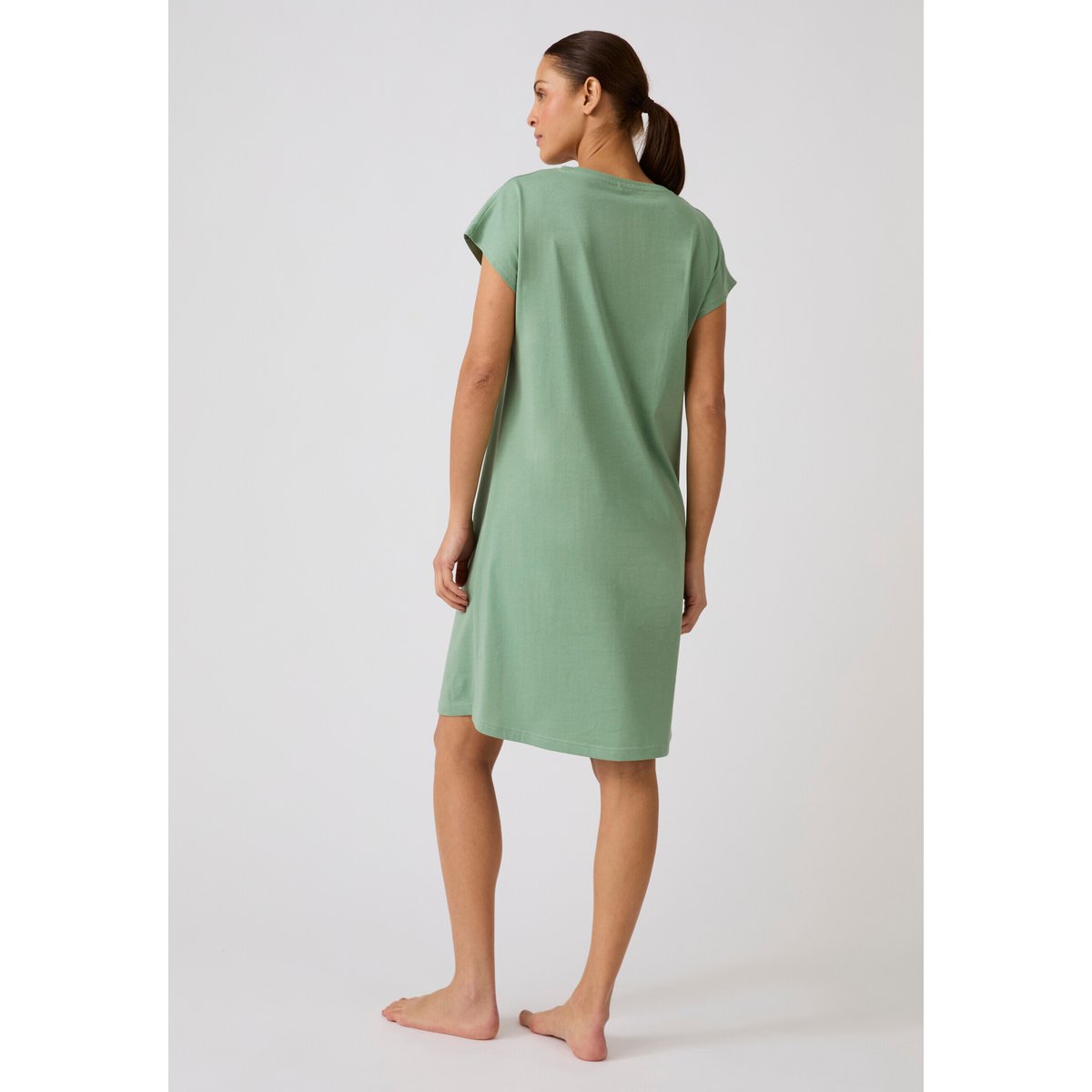 Chemise de nuit en pur coton vert, DAMART