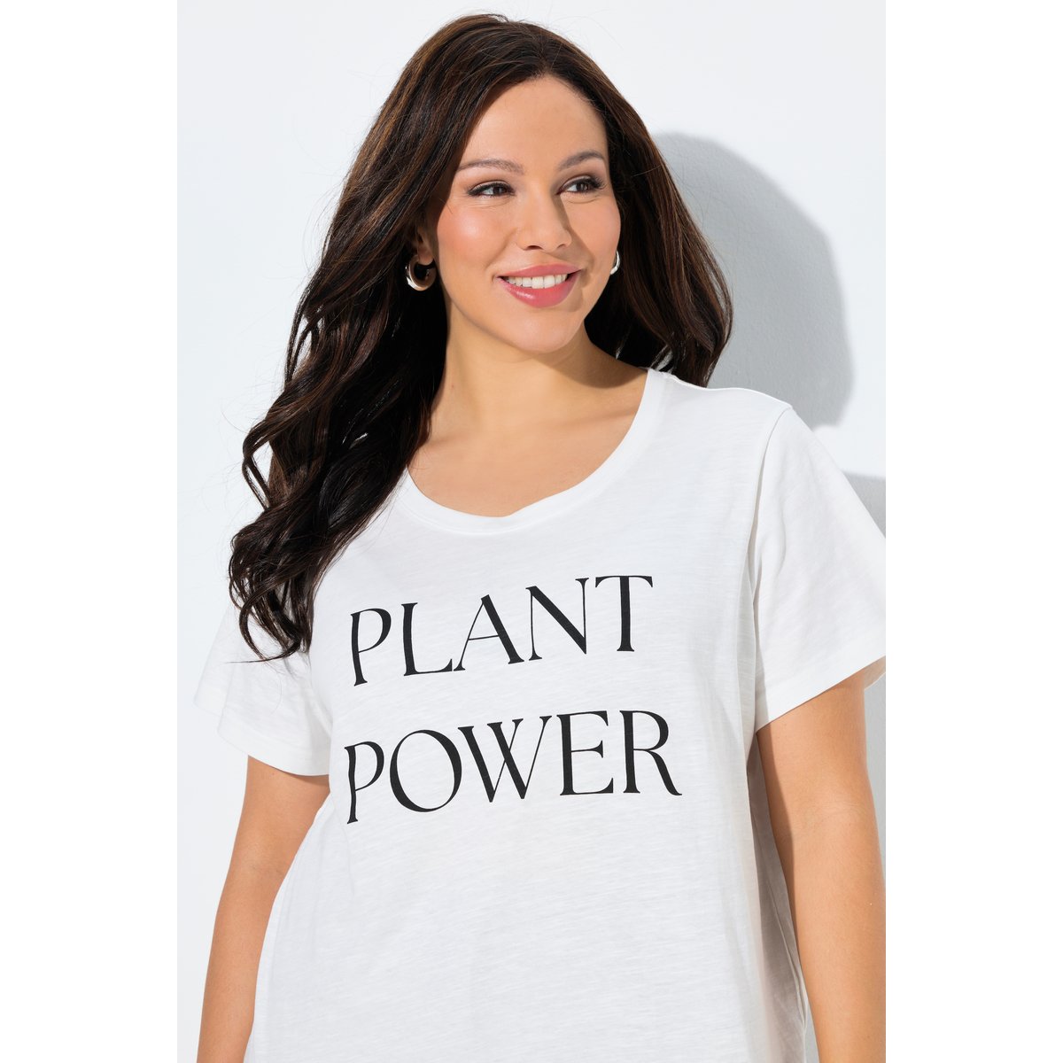 T-shirt « Plant Power », coupe Relaxed Fit blanc cassé, ULLA POPKEN