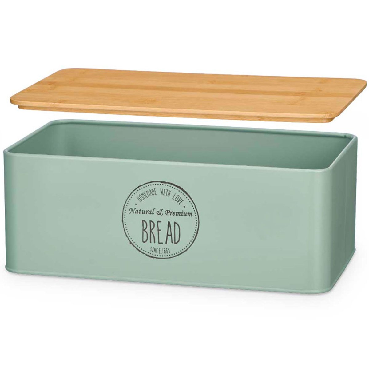 Boîte à pain métal vert et bambou 18x33x12.6cm vert, WADIGA