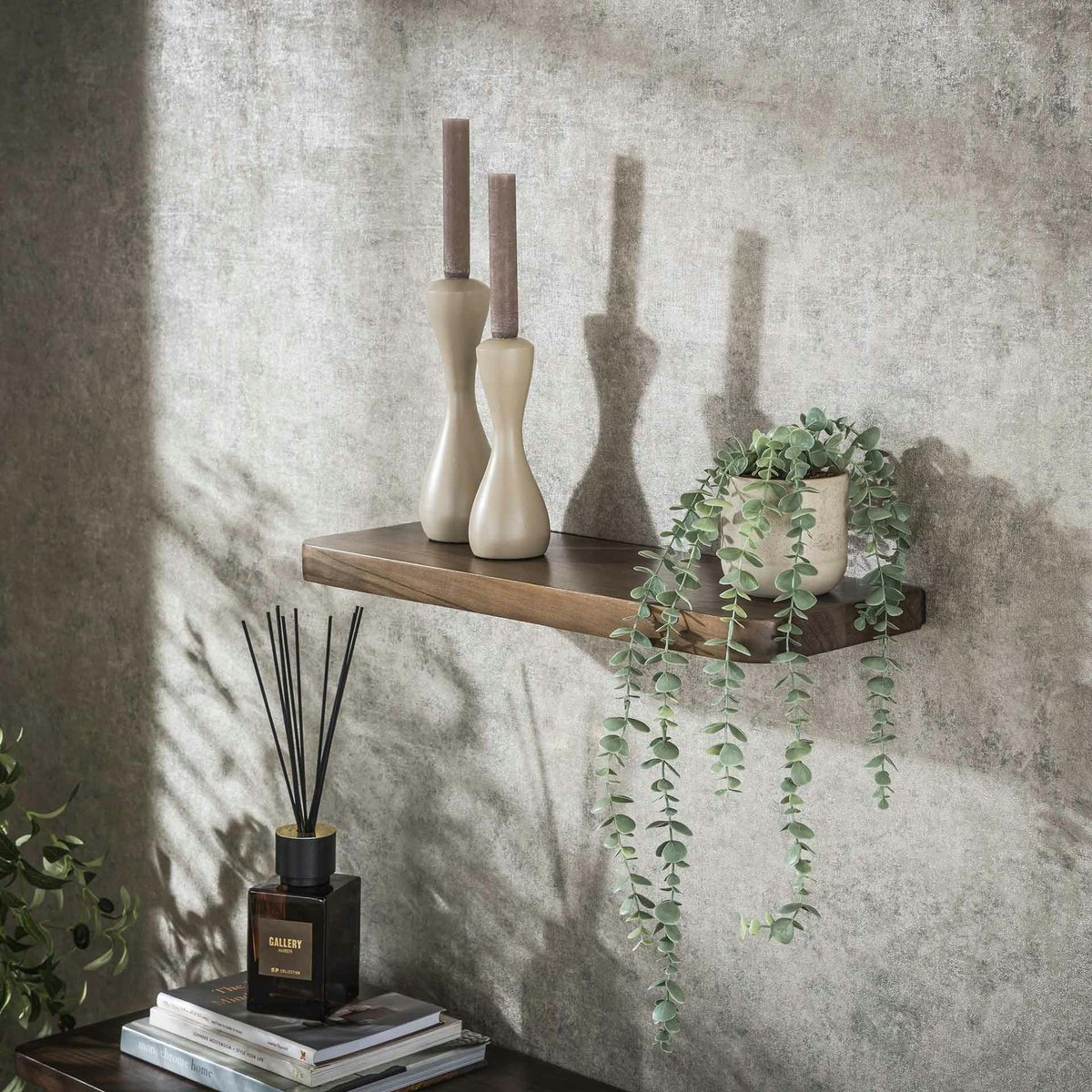 Etagère murale bois d’acacia brun bords arrondis 60 cm NAKO marron, PIER IMPORT