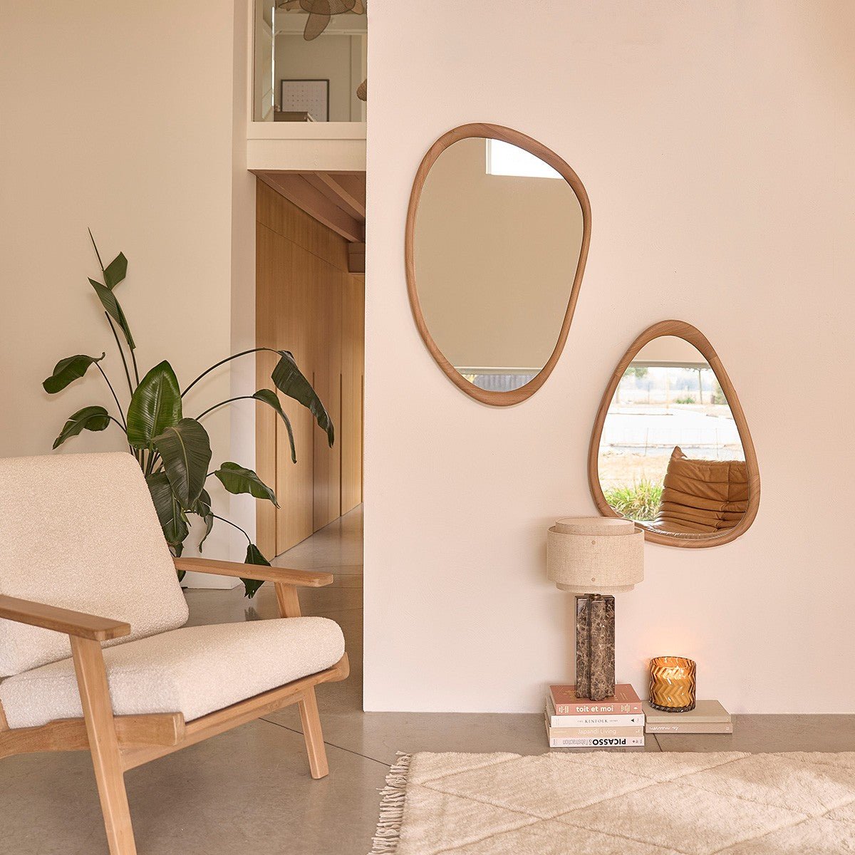 Miroir organique en teck massif 75x60 cm  BELIZE naturel, BERAH GETAH