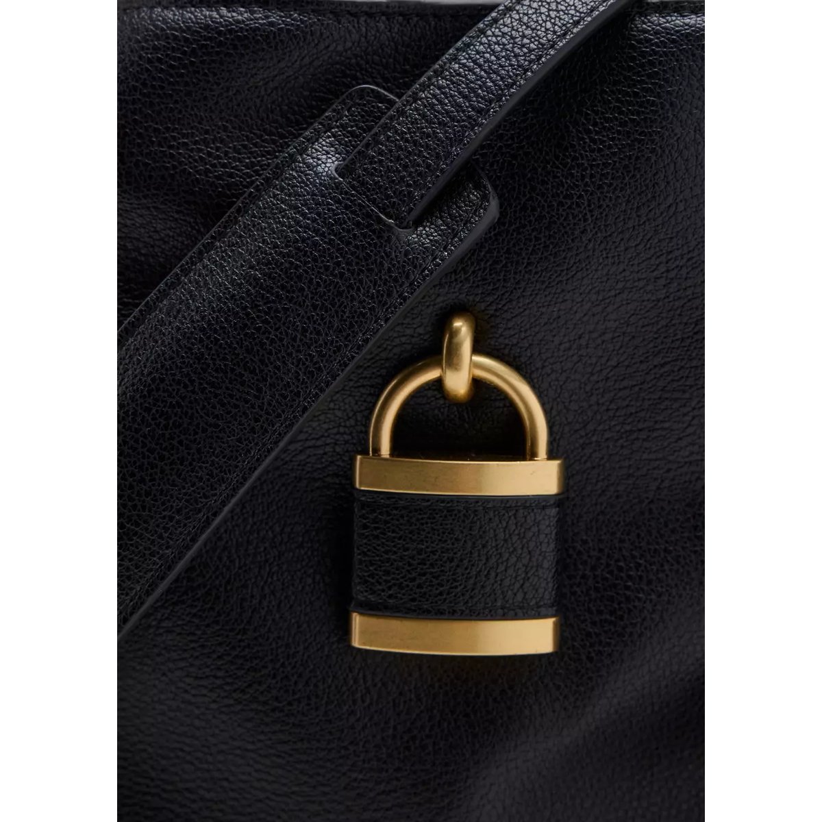 Sac cabas avec détail cadenas noir, MANGO