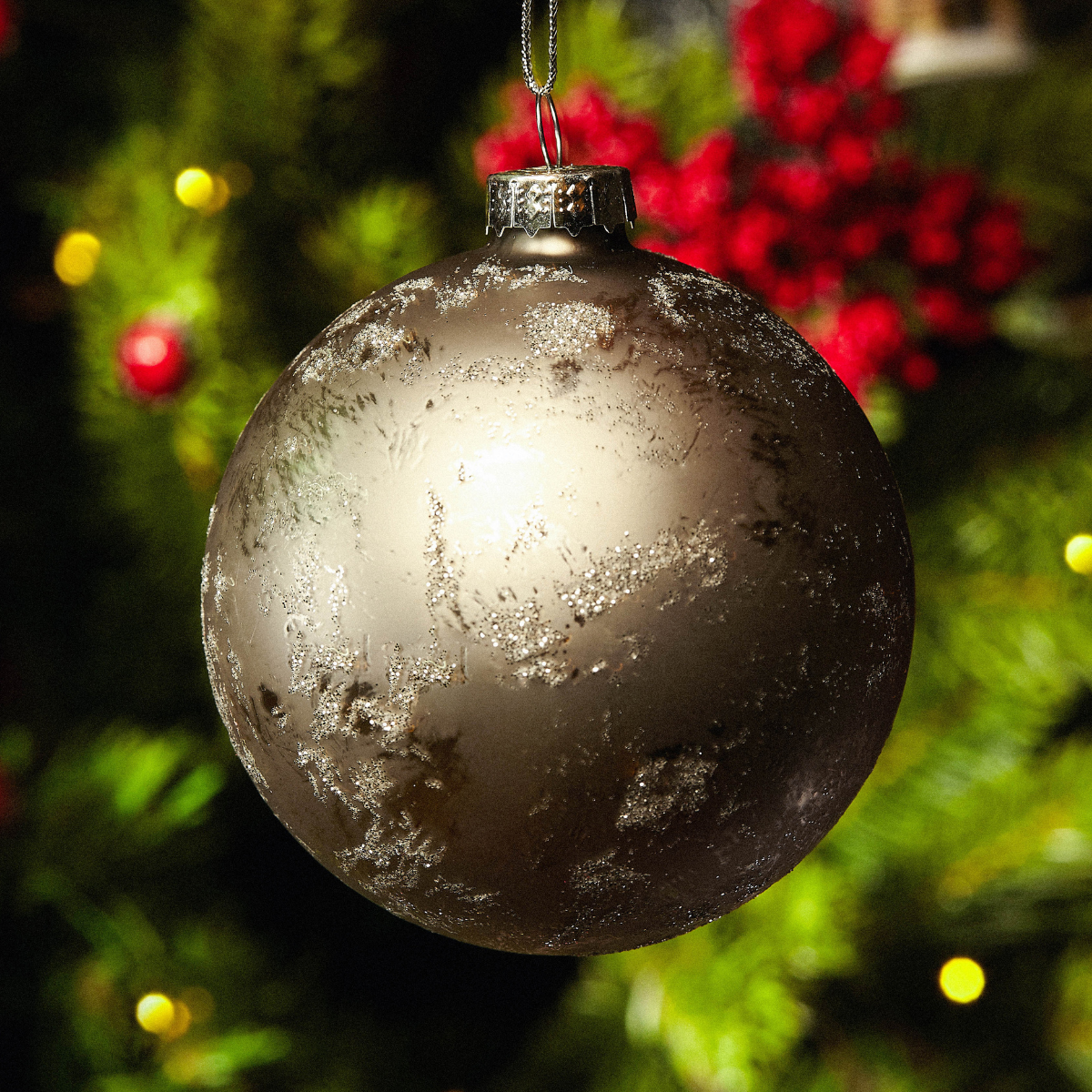 Boule de noël décorative en verre D8 gris, SIA DECO