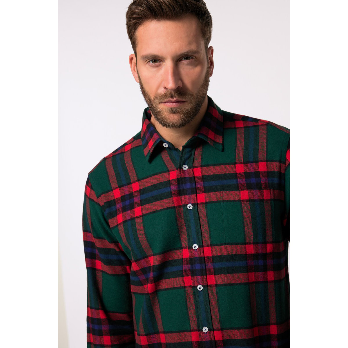 Chemise en flanelle à carreaux vert bouteille, JP1880