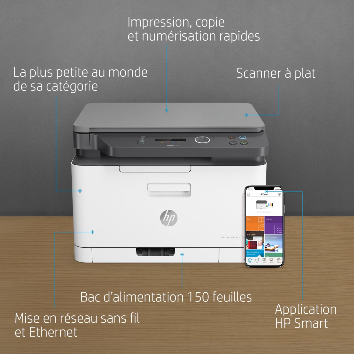 Imprimante multifonction Color LaserJet Pro 178nw blanc, HP