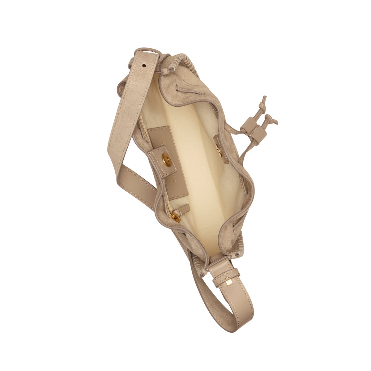 Sac à bandoulière small en cuir velours doux beige, MARC O'POLO