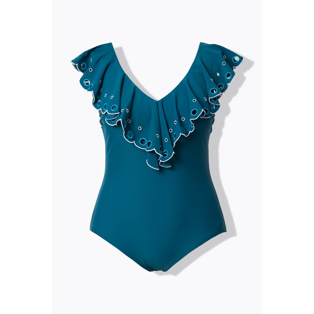 Maillot de bain à bonnets souples. Volant bleu, ULLA POPKEN