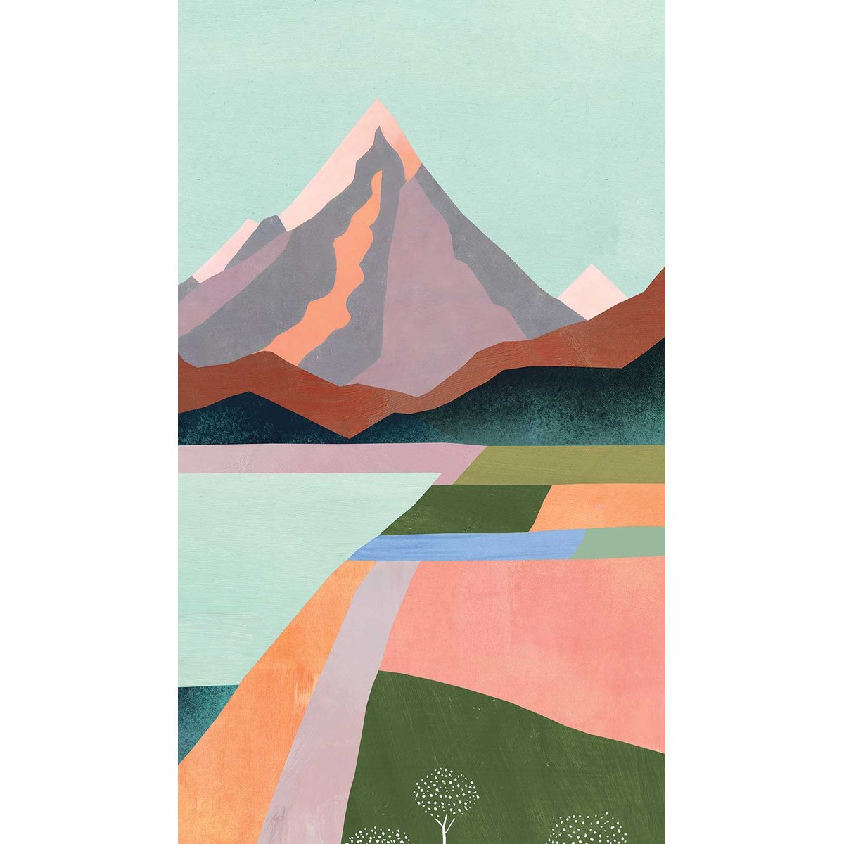 Papier peint vallée en aquarelle intissé, HEXOA