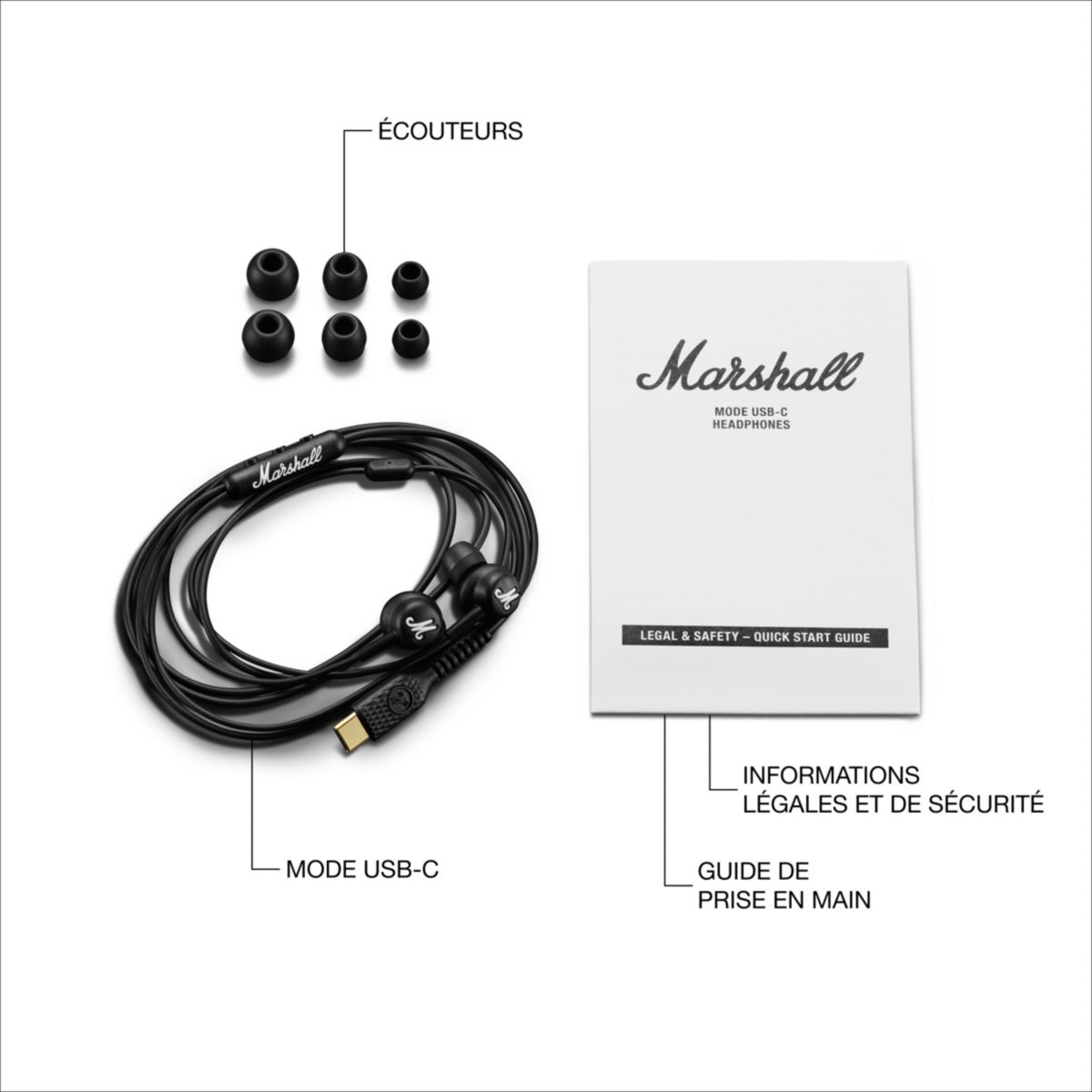 Ecouteurs Mode Type C couleur unique, MARSHALL
