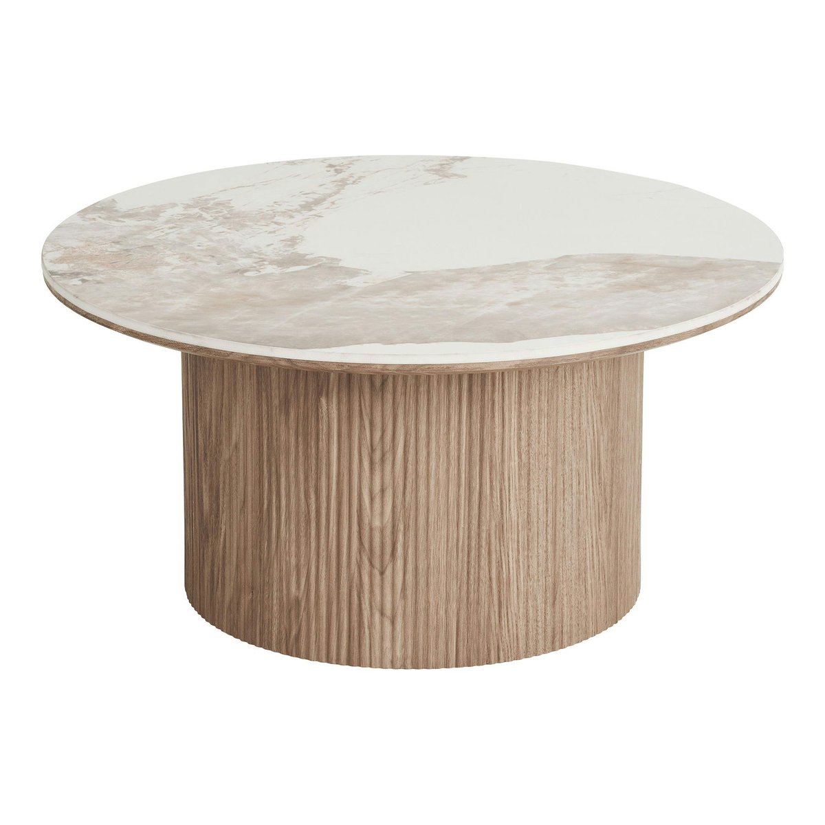 Table basse ronde en céramique effet marbre Ø80 cm PRATO blanc, PIER IMPORT