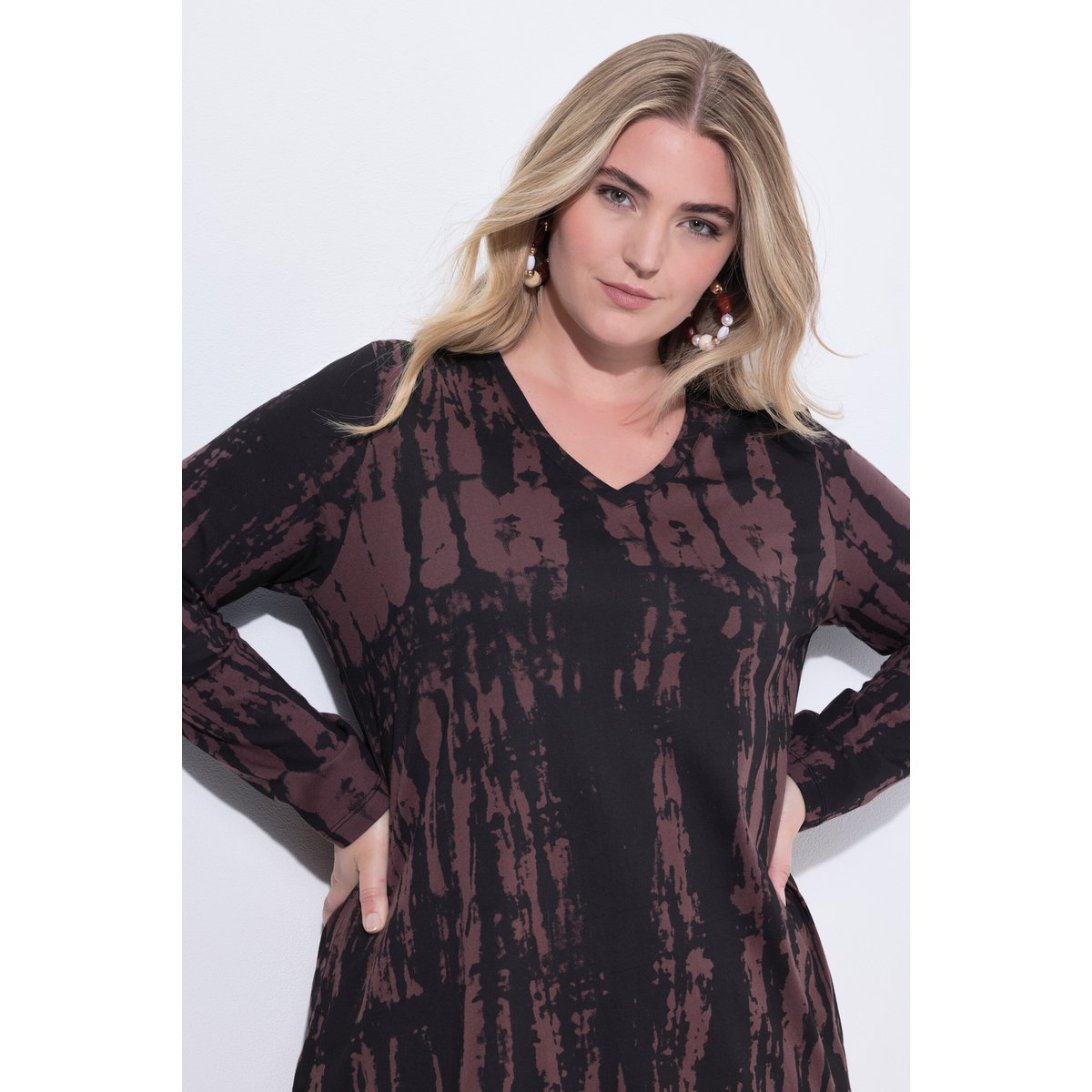 T-shirt long avec dégradé de couleurs expresso, ULLA POPKEN