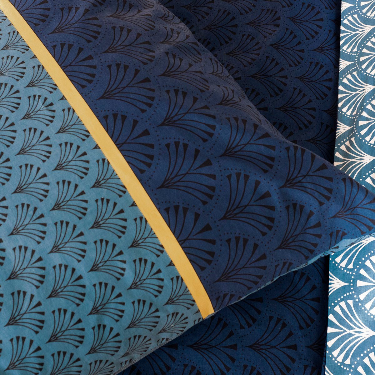 Parure de couette en coton, JADE bleu foncé, C DESIGN HOME TEXTILE