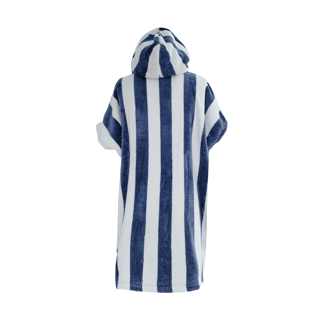 Poncho de plage enfant en velours rayé ANTIGUA indigo, SENSEI MAISON