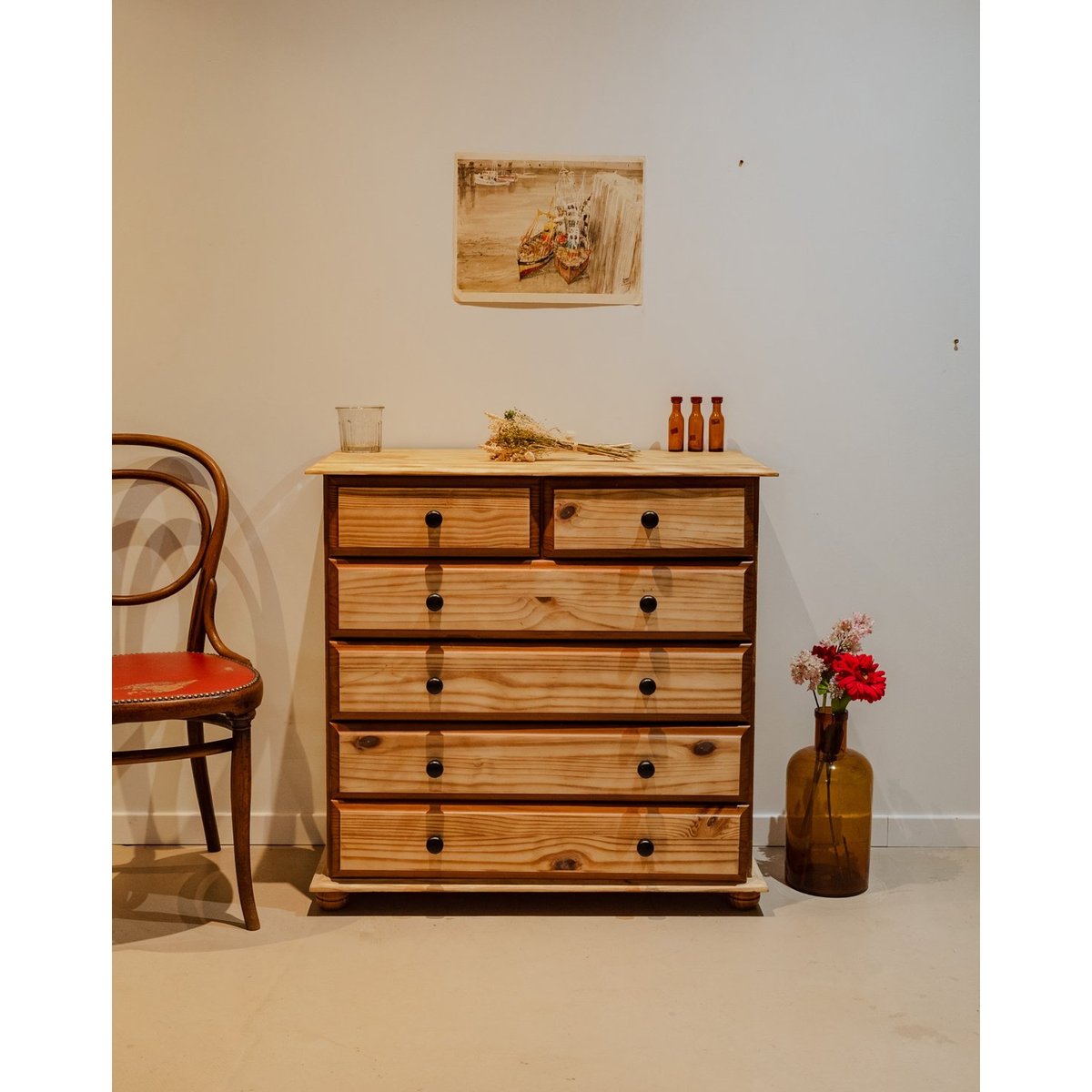 Commode en bois brut Garance N°616 - Bon état bois clair, DEBONGOUT