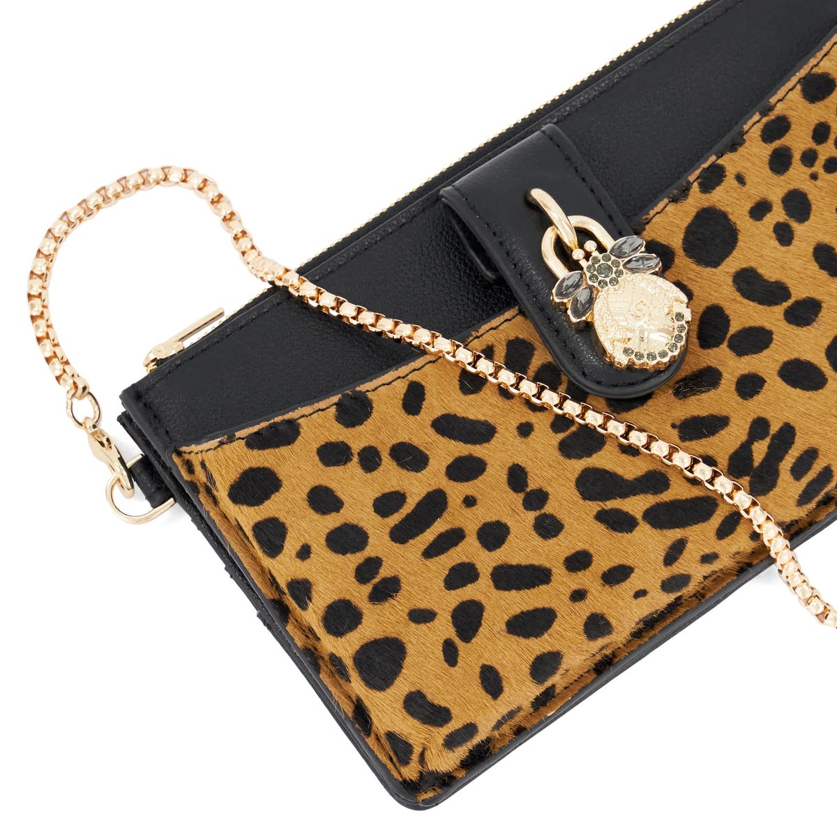 Porte-monnaie mince avec porte-cartes amovible - KERRIE leopard-prnt leather, DUNE LONDON