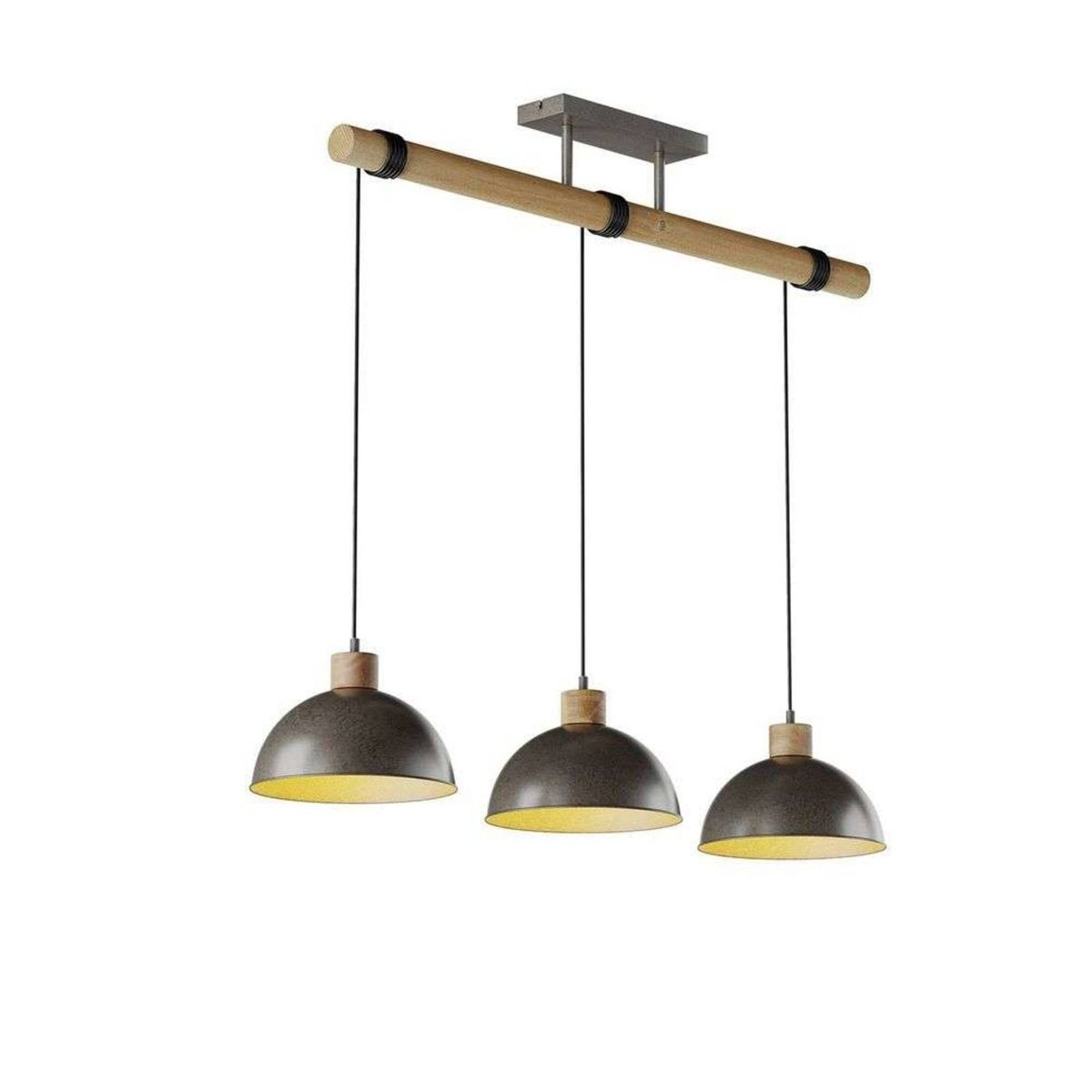 Suspension en métal industrielle, Holgar gris, bois clair, LINDBY