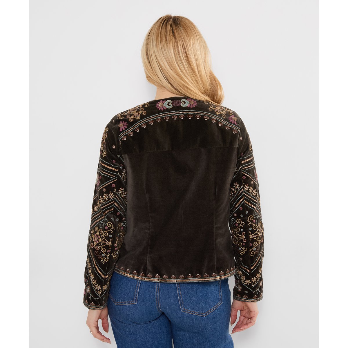 Veste Ouverte Brodée Boutique Bella gris, JOE BROWNS