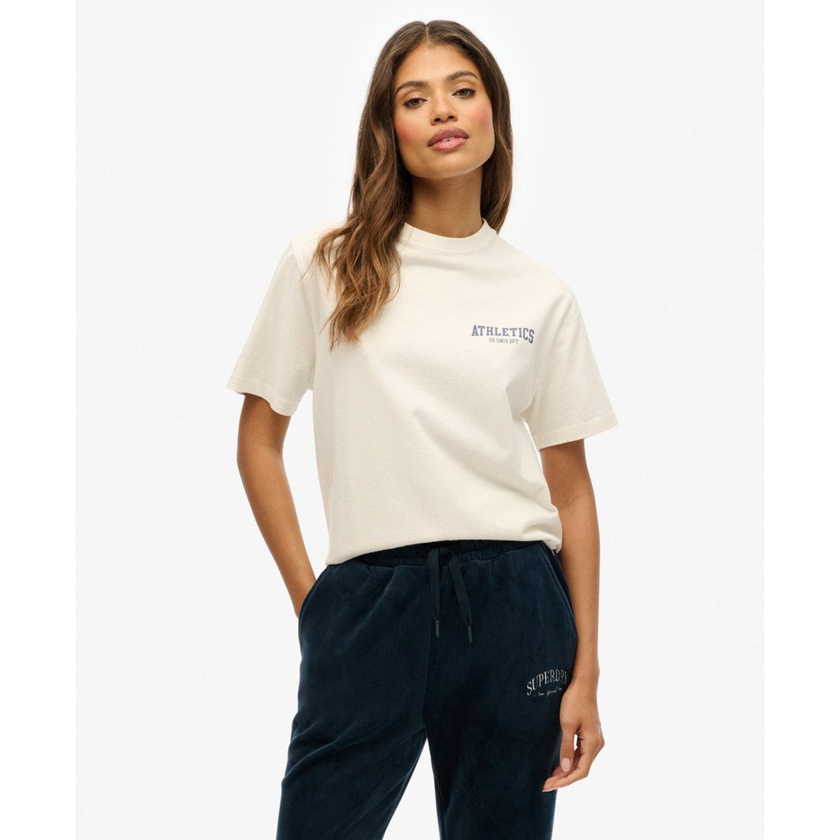 T-shirt oversize Athletic Essentials blanc cassé os du désert, SUPERDRY