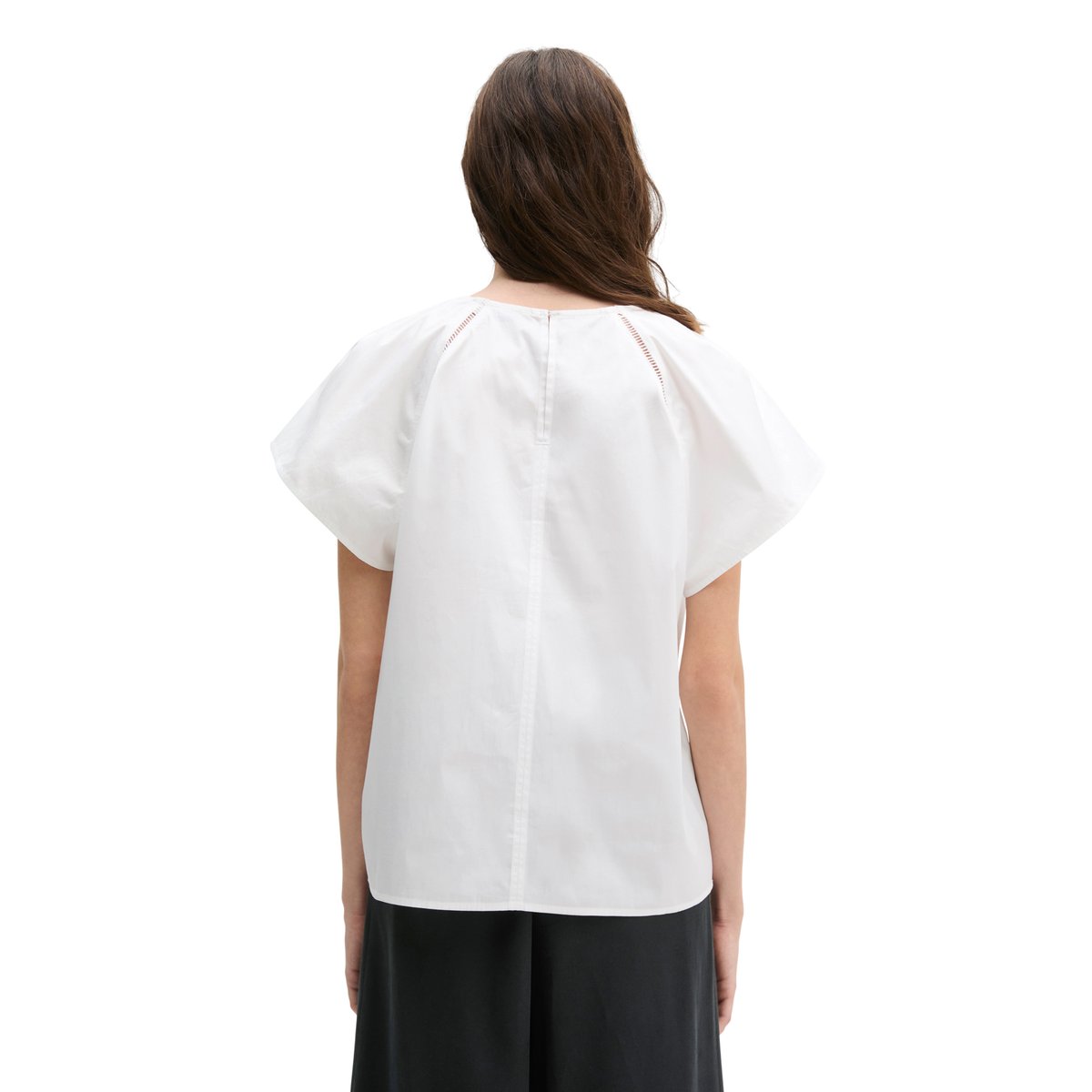 Blouse à manches courtes regular en popeline premium blanc, MARC O'POLO