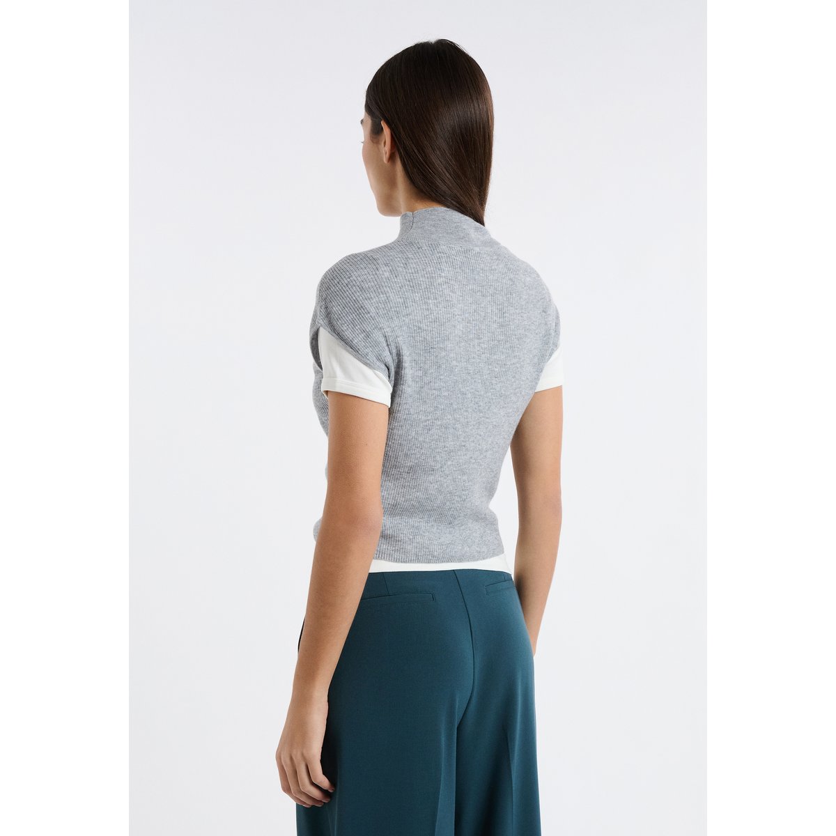 Pull sans manches col montant PATY gris, ETAM