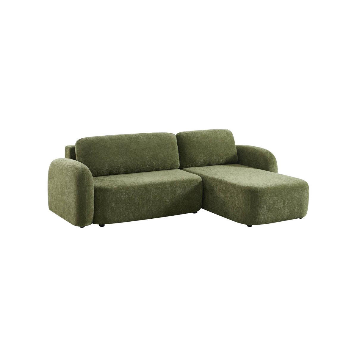 Canapé d'angle réversible convertible 3 places tissu avec coffre NOUMA vert, SWEEEK