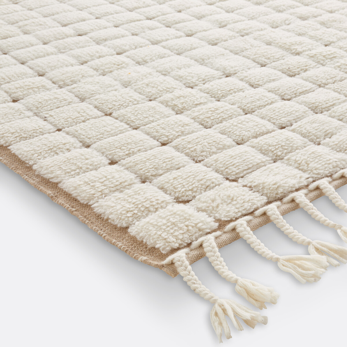 Tapis laine motifs damiers, Ladama ecru, LA REDOUTE INTERIEURS