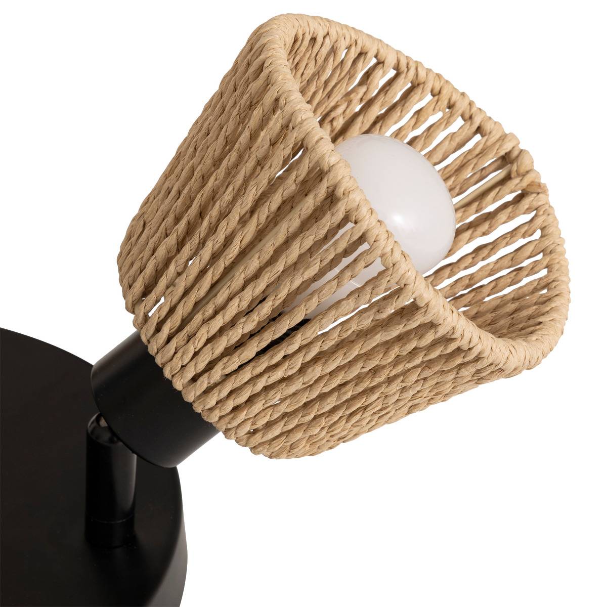 Plafonnier 3 spots orientables en papier tressé MYHA beige, ATMOSPHERA