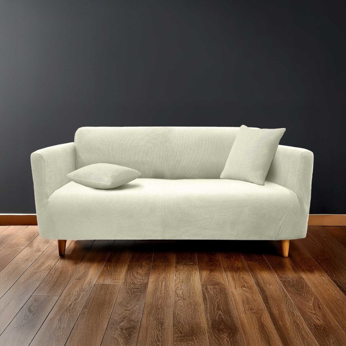 Housse De Canapé Extensible En Polyester Gaufré Coloris Noir blanc, DECORATIE
