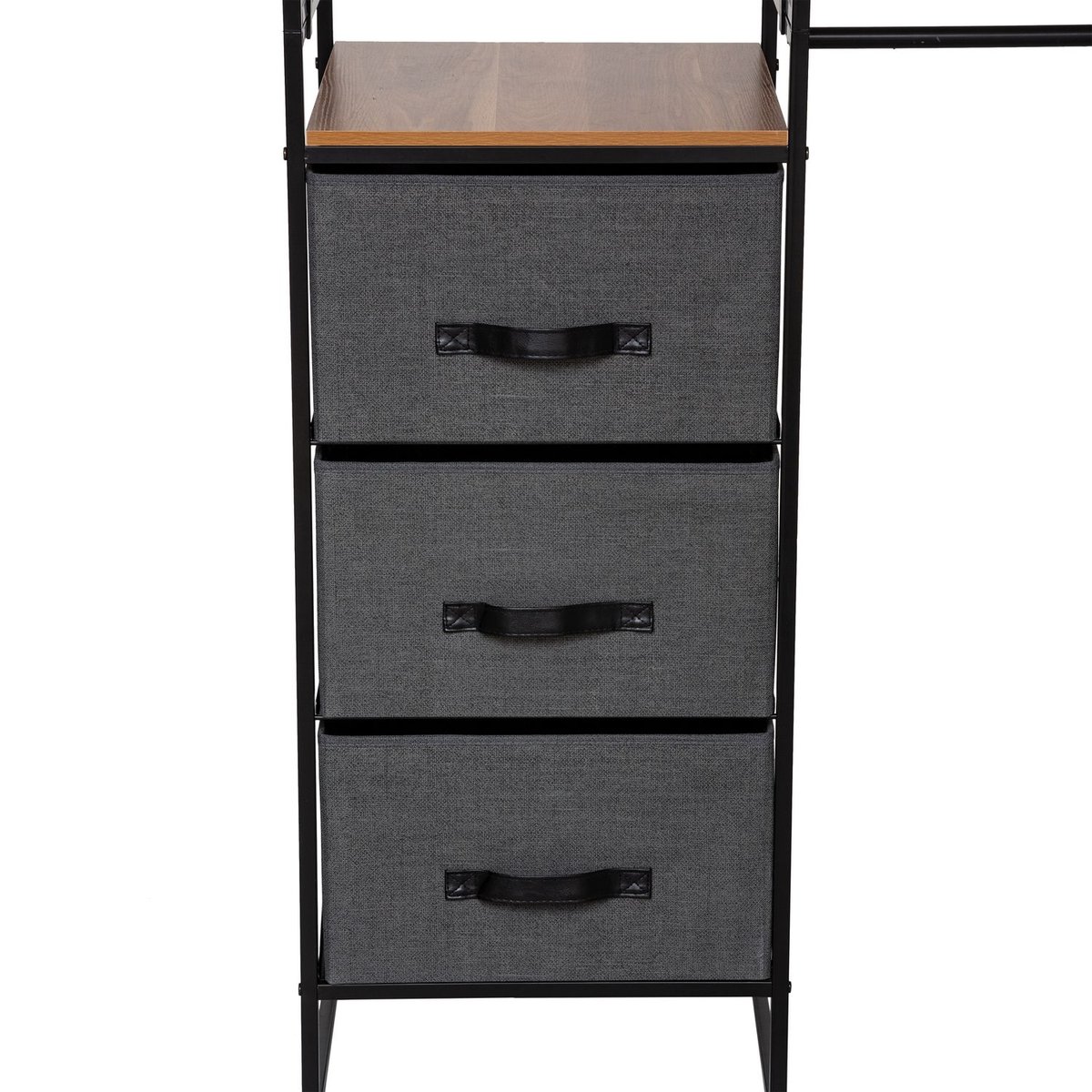 Penderie modulable 3 tiroirs et 4 étagères noir, ATMOSPHERA