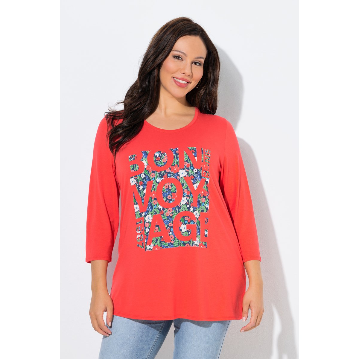 T-shirt motif « Bon Voyage » corail, ULLA POPKEN