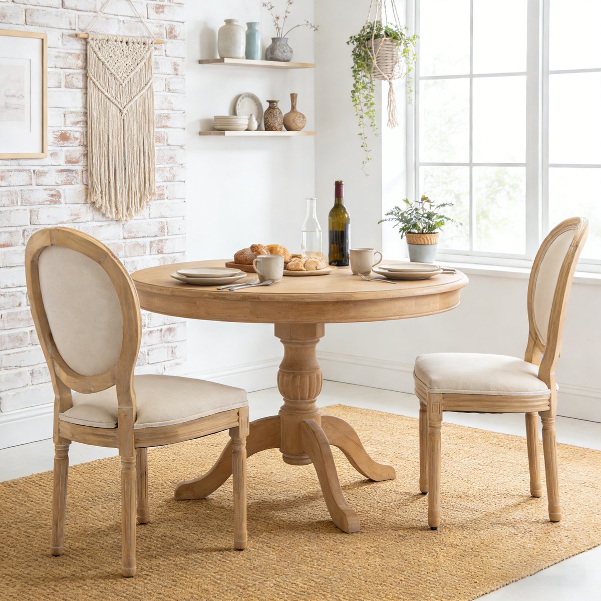 Lot de 2 chaises style classique à dossier ovale, KOAFAB beige, MEUBLES COSY