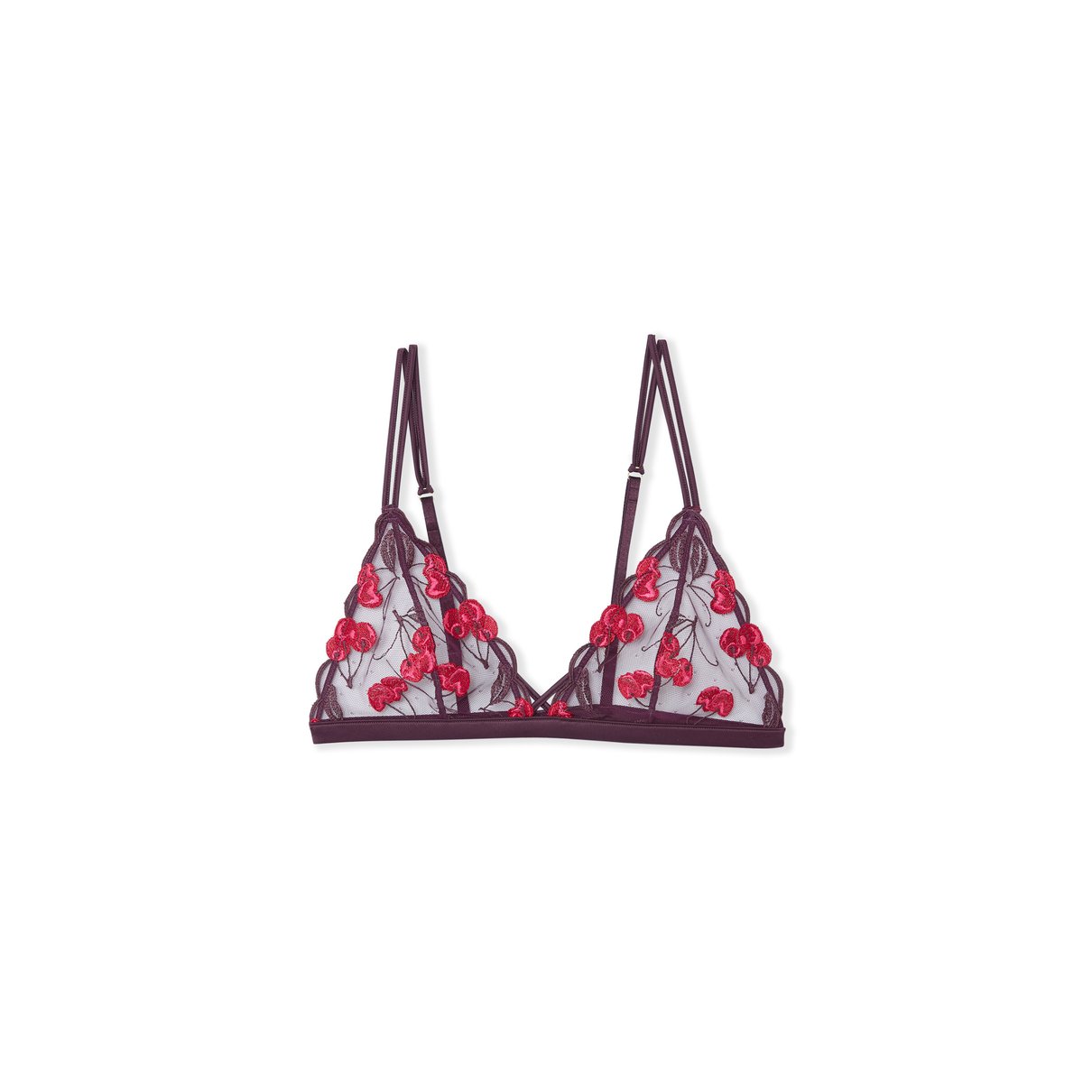 Soutien-gorge triangle à motifs cerises ITS CHERRY prune, ETAM