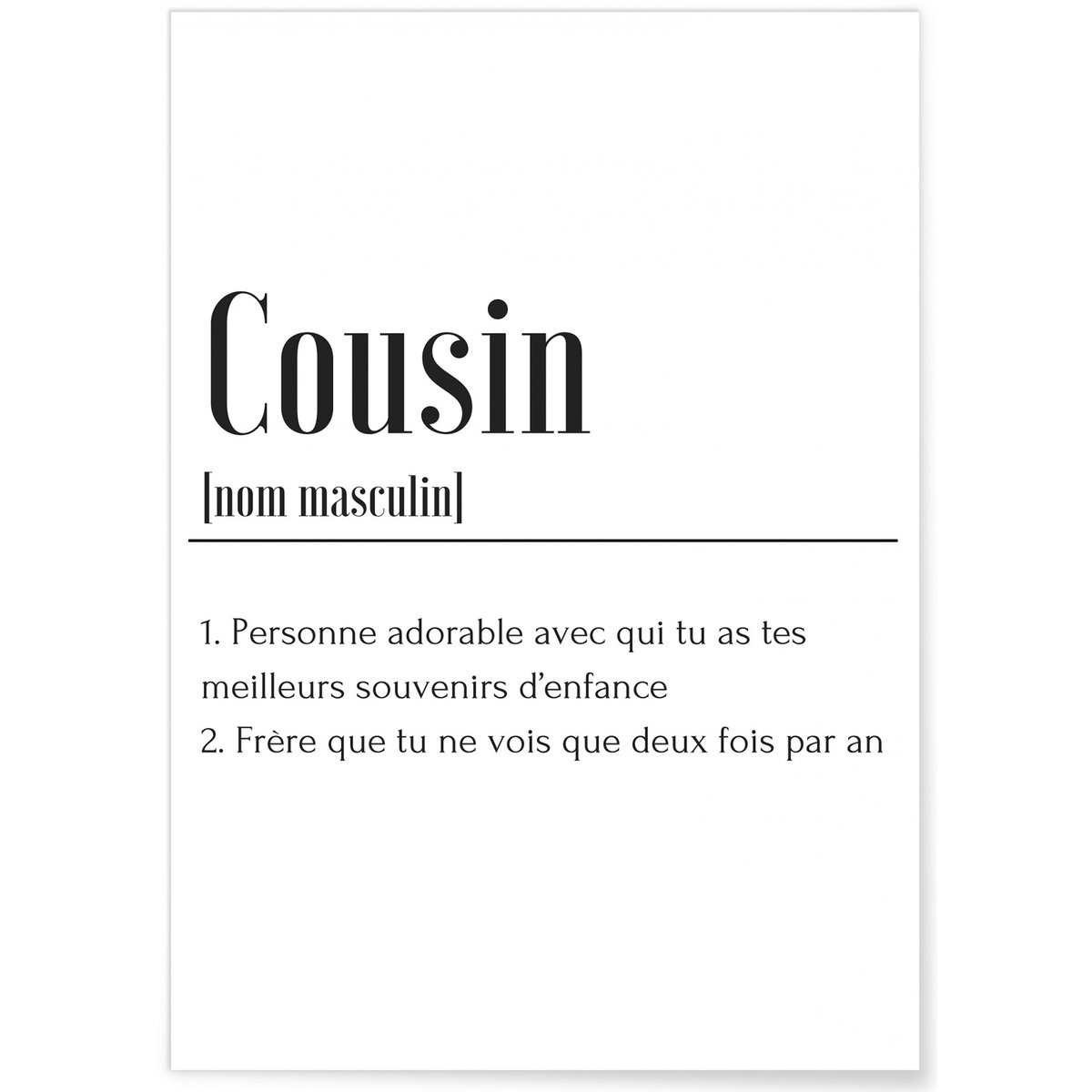 Poster Définition Cousin blanc, L'AFFICHERIE