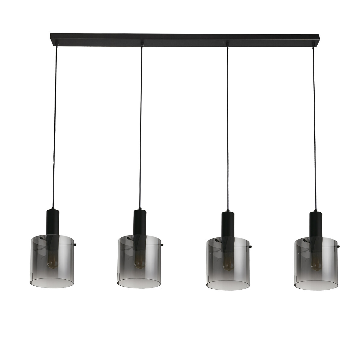Soka 4-Light Metal and Glass Pendant Light in Smoked Ombre black, SO'HOME