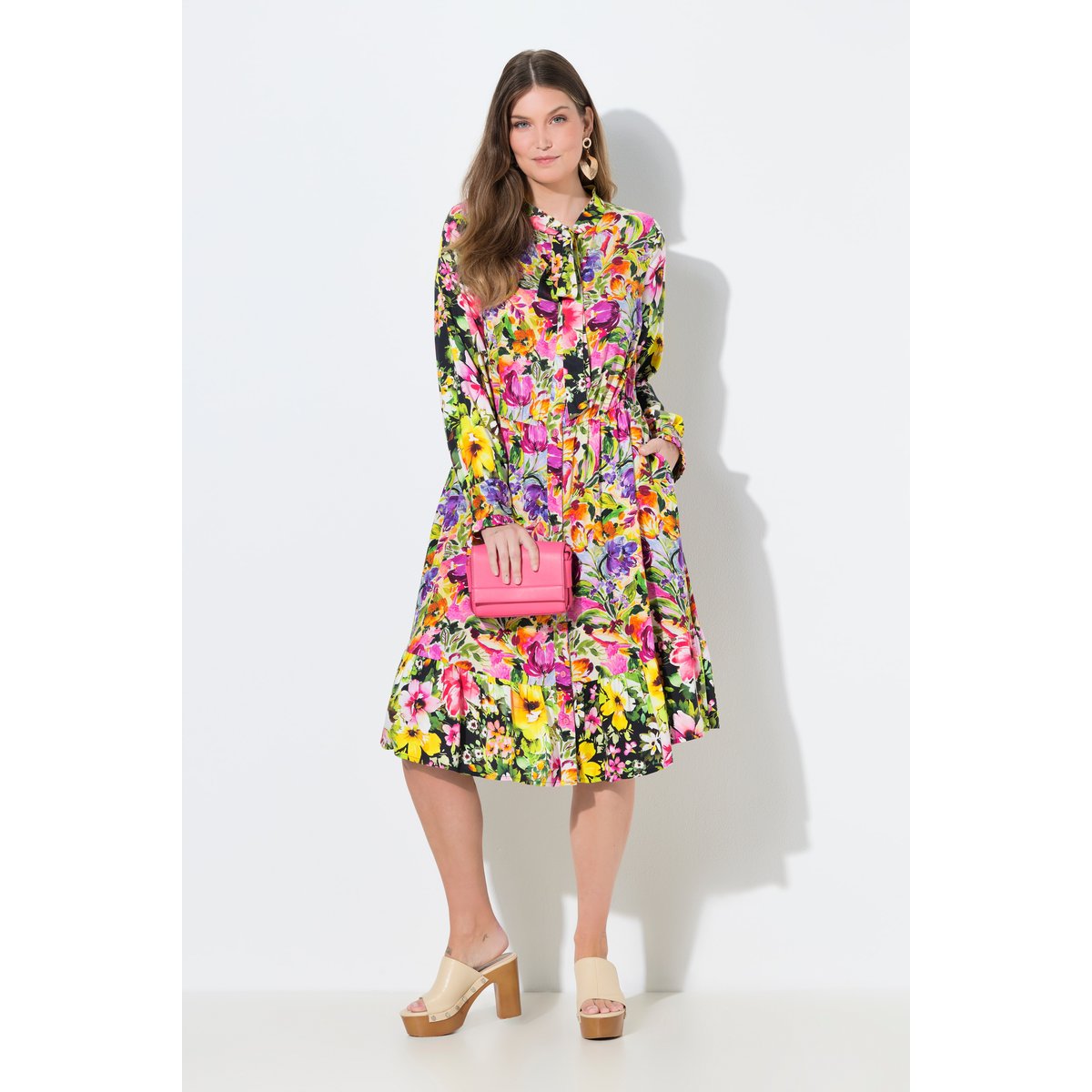 Robe midi coupe évasée, jeu d'imprimés baie d'été, ULLA POPKEN