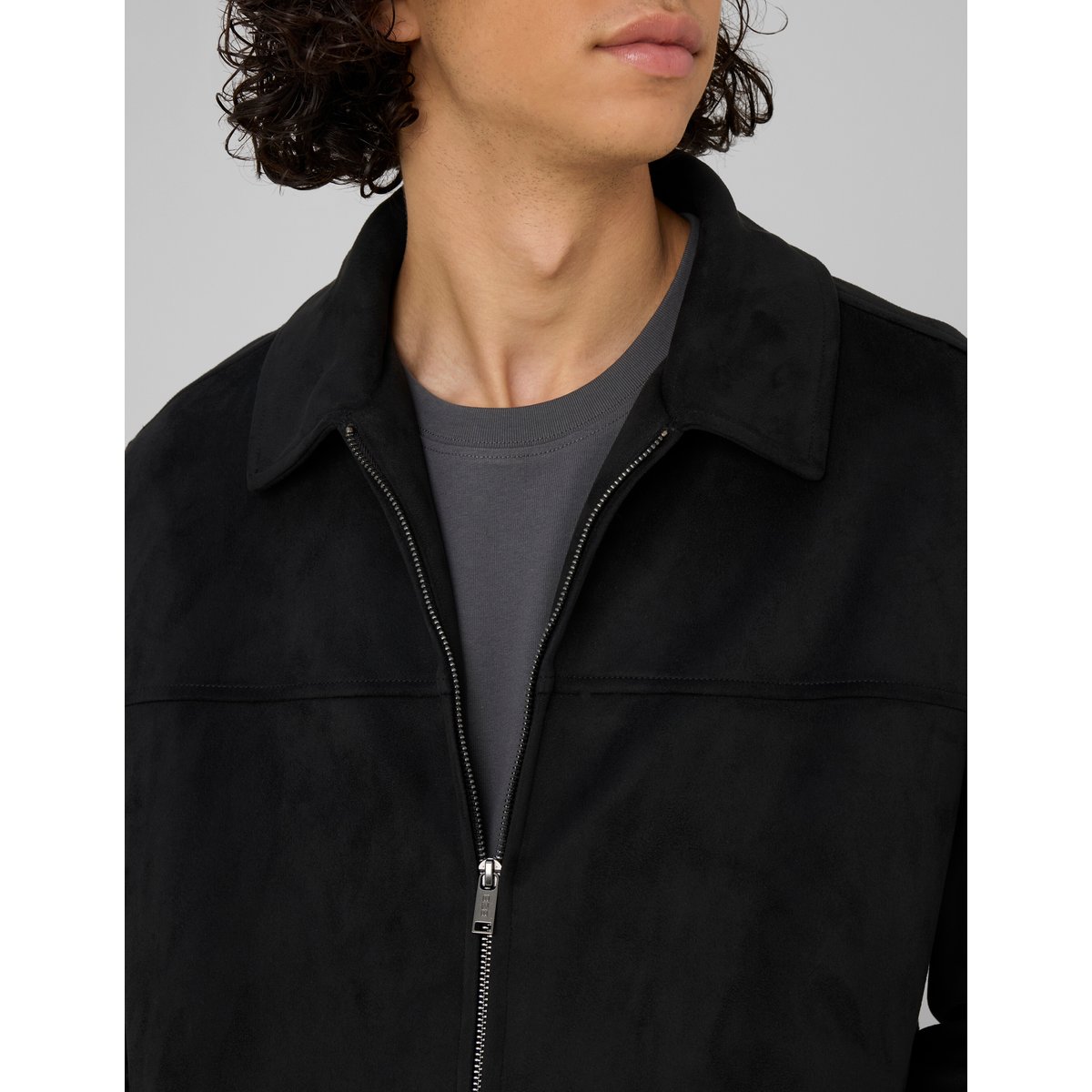 Veste zippée en suédine noir, BZB