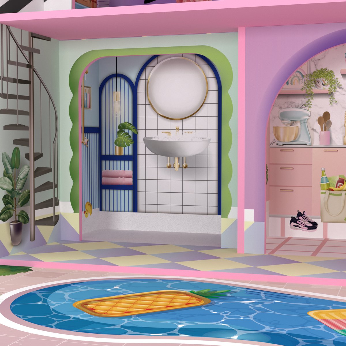 Maison Poupée Enfant Bois Sunset DREAMLAND multicolore, TEAMSON KIDS