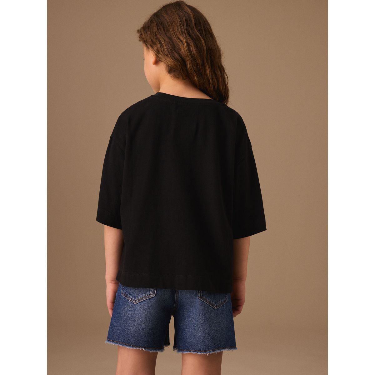 T-shirt droit oversize à sequins fleur noire, NEXT