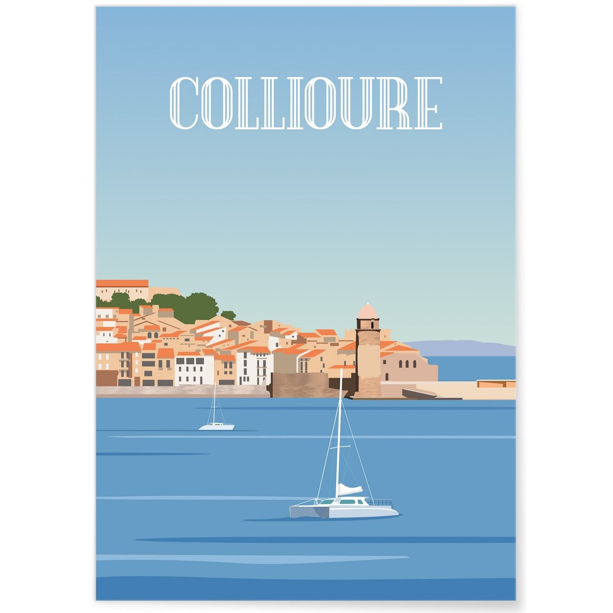 Affiche ville de Collioure blanc, L'AFFICHERIE