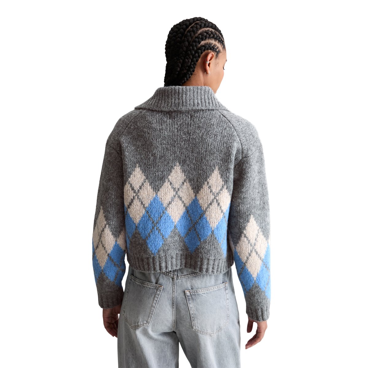 Cardigan jacquard cropped avec de la laine d'alpaga moelleuse gris, MARC O’POLO DENIM
