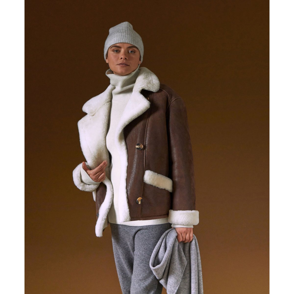 Pull col roulé oversize en cachemire blanc, RODIER