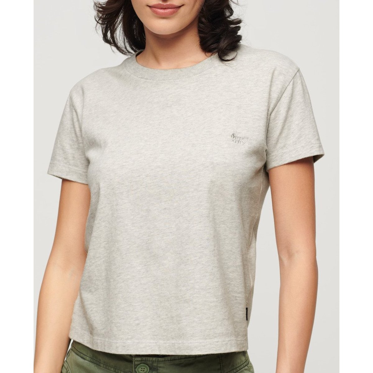 T-shirt Ajusté Essential Logo gris glacier chiné, SUPERDRY