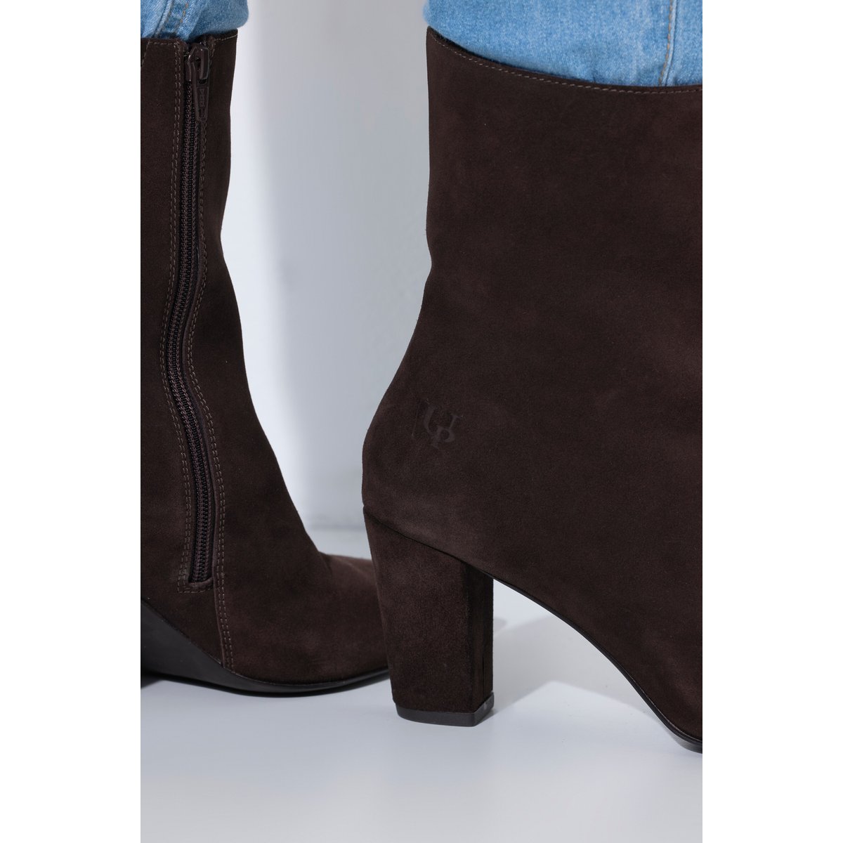 Bottines en cuir suédé , pied large brunâtre, ULLA POPKEN