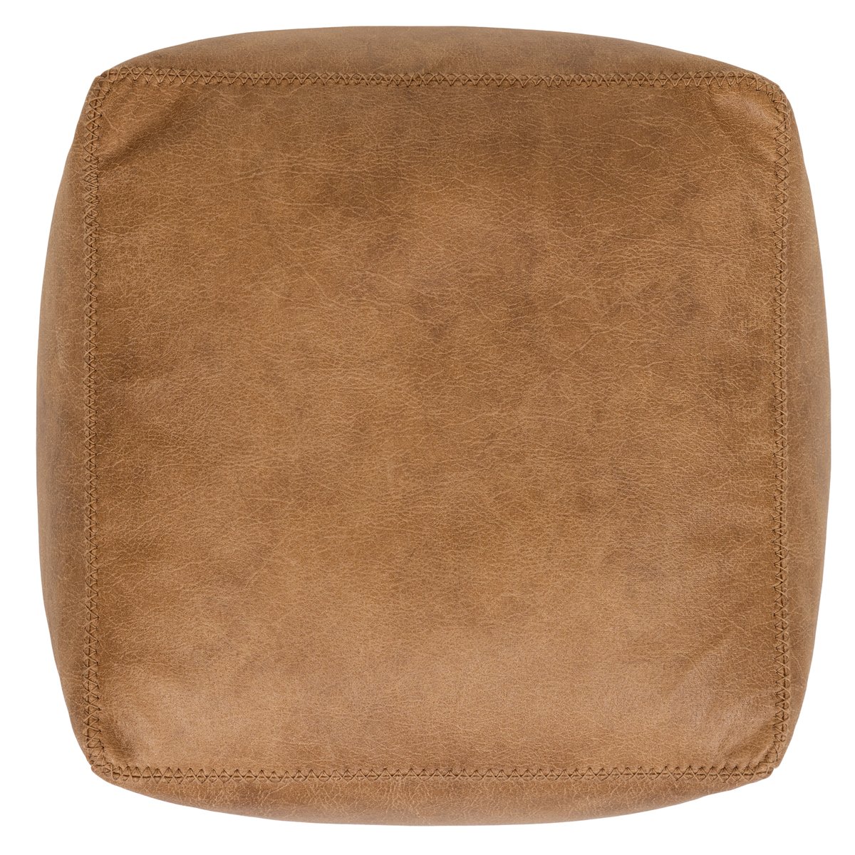 Pouf fauteuil et son repose-pied carré en imitation cuir, végan Oeko-Tex® - NATALIA brun, ICON