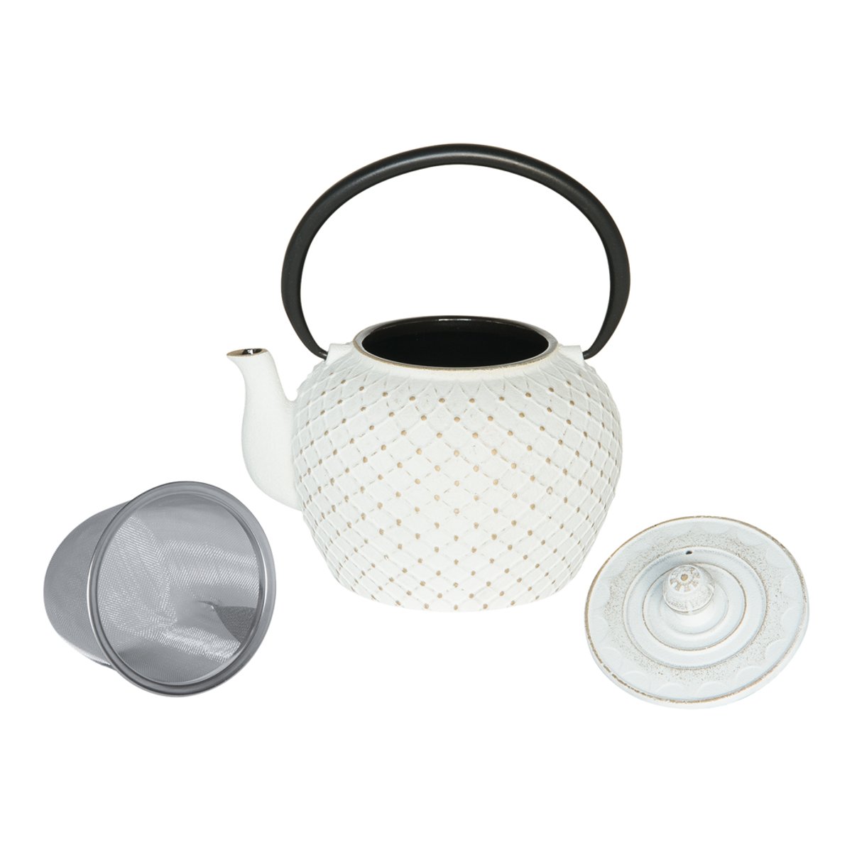 Théière Hokkaïdo en fonte avec filtre 1,2l  he blanc, TABLE PASSION