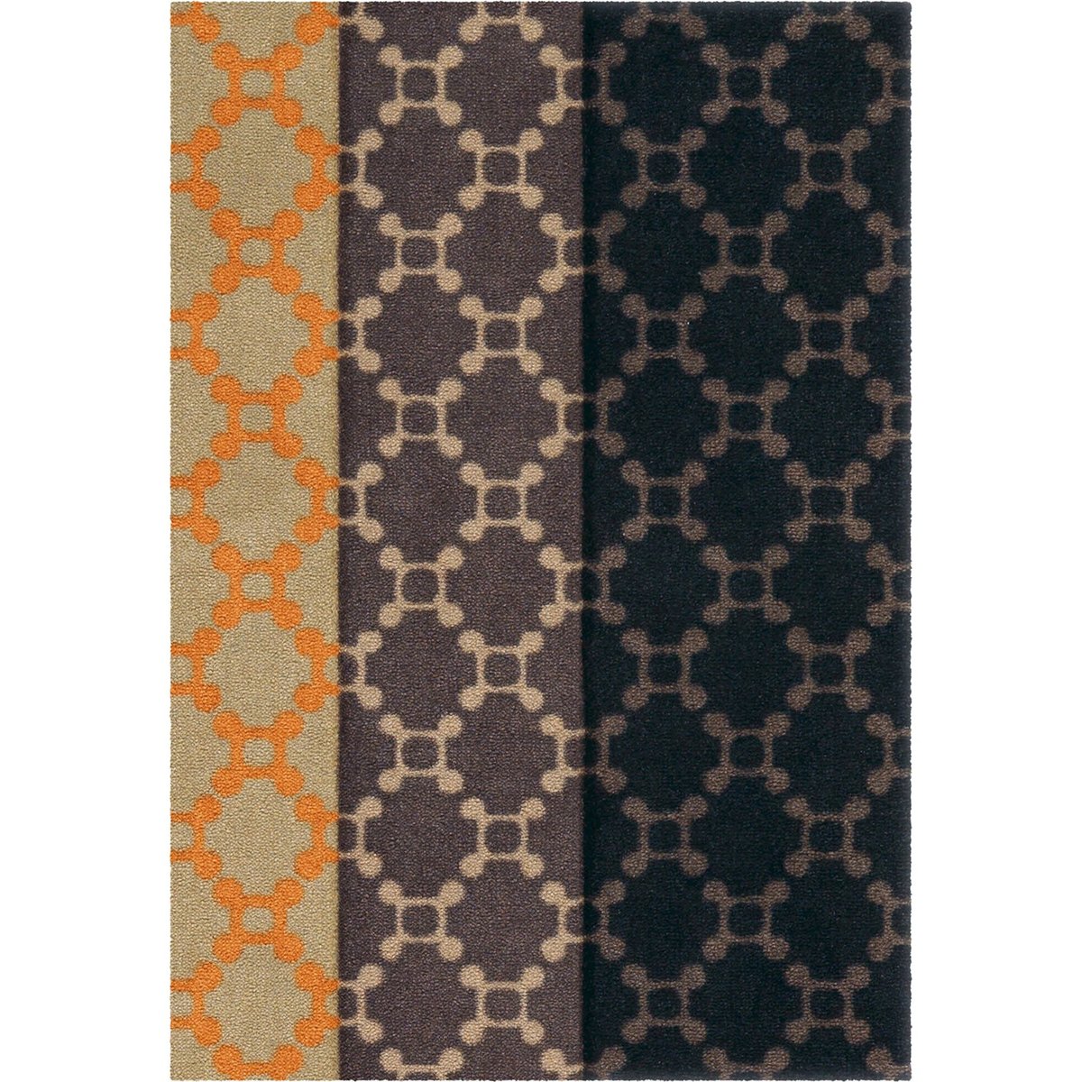 Paillasson rectangulaire d'intérieur brun chocolat et sable avec touches orange, ARTE ESPINA