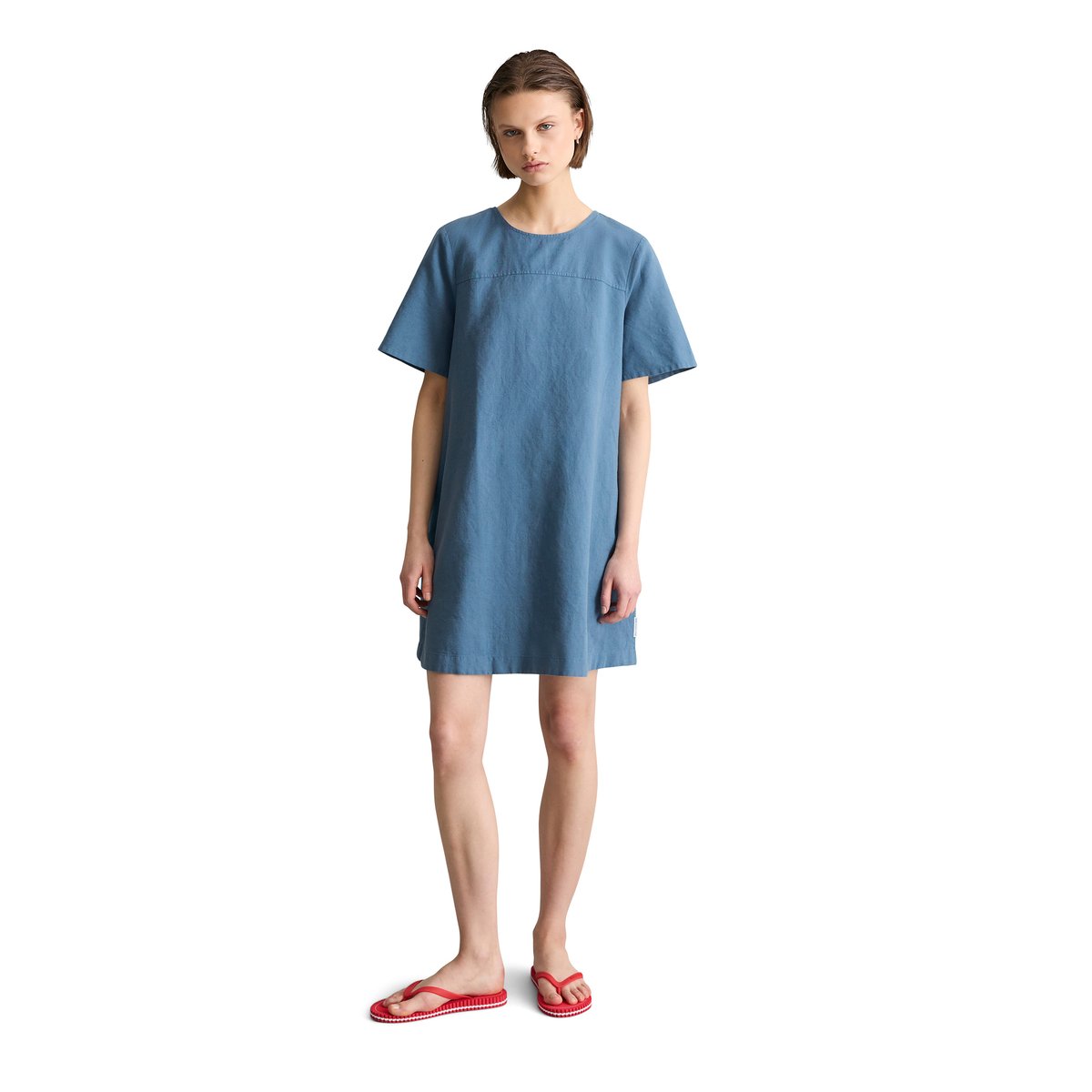Robe relaxed en mélange de lin et de coton bleu, MARC O’POLO DENIM