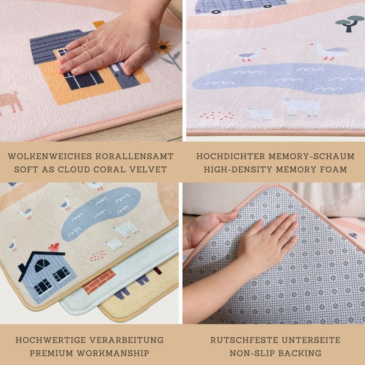 Tapis de jeu enfant à mémoire de forme CLOUD PLAY SAFARI multicolore, HAKUNA MATTE