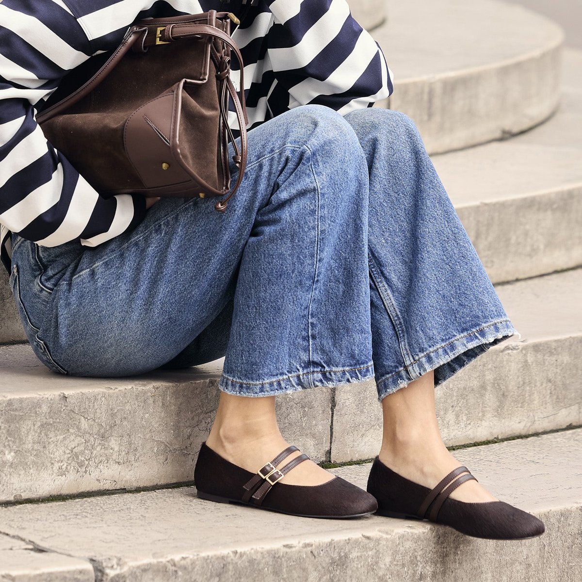 Ballerine en cuir BRUNETTA chocolat, ERAM